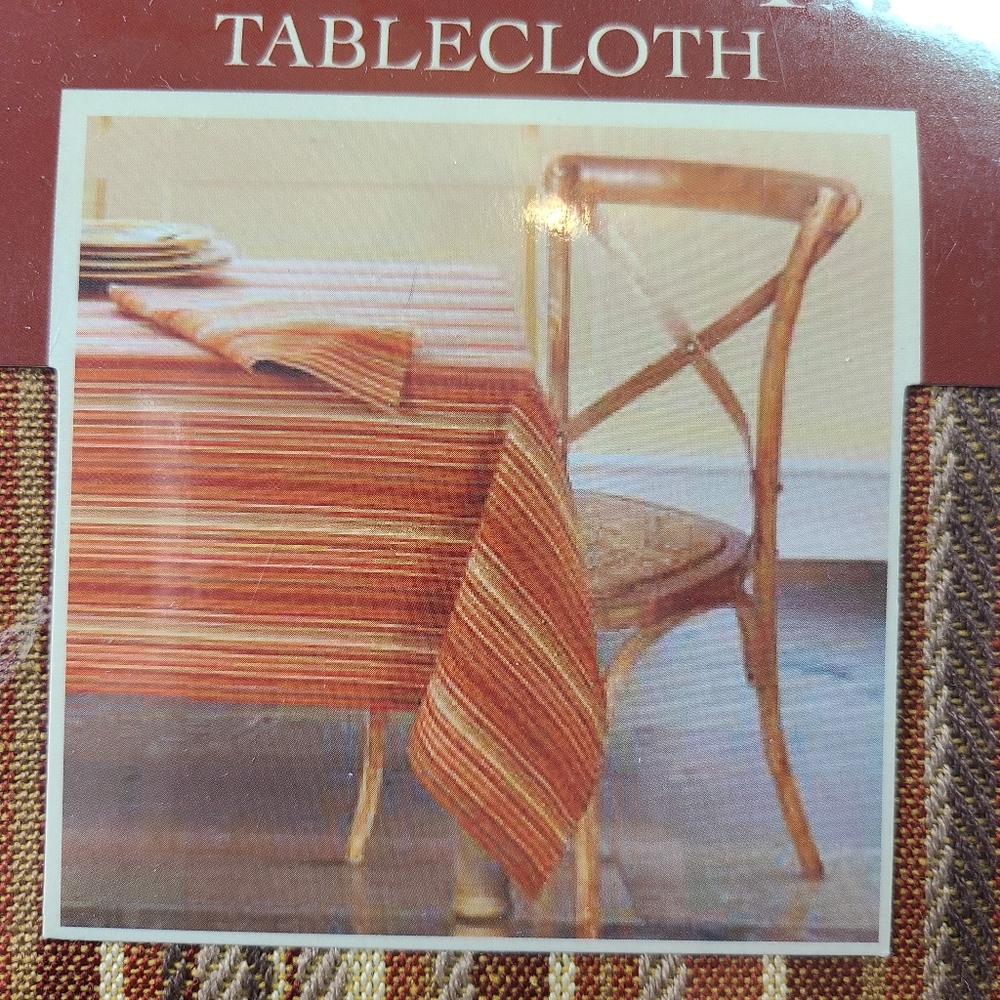Homewear Avery Stripe 60" X 104" Tablecloth Festive Autumn Fall Thanksgiving
